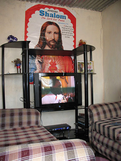 Decorations in the house of a Pentecostal pastor, Kitwe, Zambia 2013.

